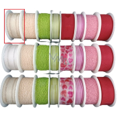 Nekupto Fabric ribbon Beige stripes 2,5 m x 25 mm