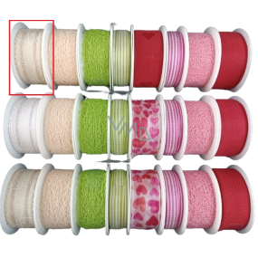 Nekupto Fabric ribbon Beige stripes 2,5 m x 25 mm