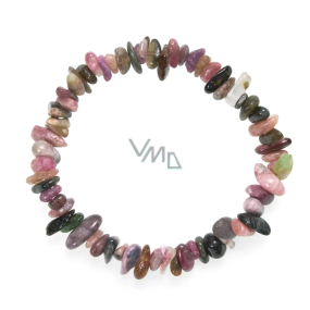Tourmaline coloured bracelet chopped natural stone 19 cm, heals - cleanses - inspires - memory - cancels negativity - connects - protection