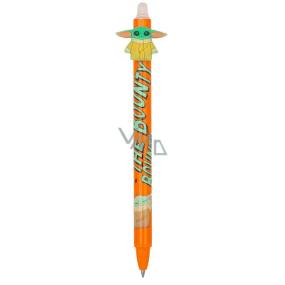 Colorino Mandalorian rubberized pen - Baby Yoda orange, blue refill 0,5 mm