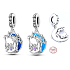 Charm Sterling Silver 925 Luminous - Family roots, two sisters and a crescent moon glowing in the dark, changing colors, family bracelet pendant