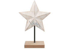 Wooden star for standing, white 15 x 20 cm