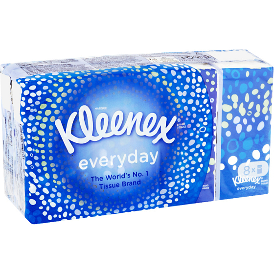 Kleenex 2-ply paper handkerchiefs Everyday, 8× 9 pcs