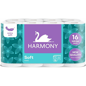 Harmony Soft 3-ply toilet paper, 17.5 m roll, 16 rolls