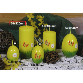 Lima Spring motif candle yellow cylinder 60 x 120 mm 1 piece