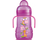 I have a Trainer drinking training bottle with a soft spout and handles, various designs and colors, 4+ months, 220 ml.