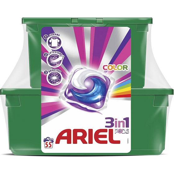 Ariel 3in1 Color gel capsules for colored laundry protect and enliven colors 55 doses of 23 pieces + 32 pieces