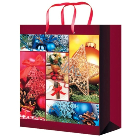 Angel Gift paper bag 32 x 26 x 12,7 cm burgundy Christmas motifs L