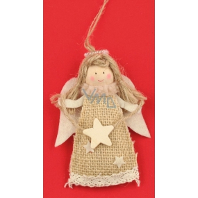 Angel jute star on skirt for hanging 10 cm