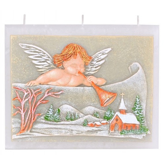 Candles Angel with trumpet scented flat candle 3 wicks 130 x 110 mm