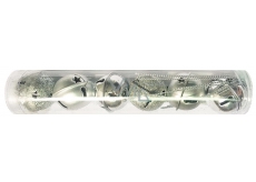 Silver bells in a box of 3 cm, 6 pieces