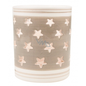 Candlestick ceramic gray-white stars 9 cm