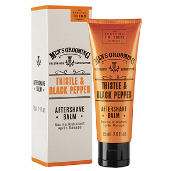 Scottish Fine Soaps Black Pepper and Milk Thistle Soothing and Moisturizing After Shave Balm for Men 75 ml