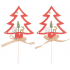 Red wooden tree pick 8 cm + skewer, 2 pieces