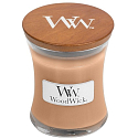 WoodWick Golden Milk - Golden milk scented candle with wooden wick and glass lid small 85 g