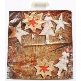 Press Bag plastic 46 x 43 cm Christmas brown wooden ornaments