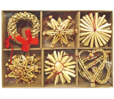 Straw ornaments in a box of 18 pieces