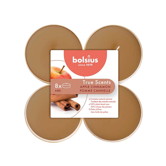 Bolsius Aromatic 2.0 Apple Cinammon - Baked apple and cinnamon maxi scented tea light candles 8 pcs, burning time 8 hours