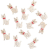 Wooden cat with glue with red bow natural 4 cm 12 pieces