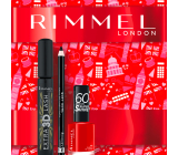 Rimmel London Extra 3D Lash mascara 003 Extreme Black 8 ml + Soft Kohl Kajal eye pencil 061 1,5 g + 60 Seconds Super Shine Nail Polish 315 Queen Of Tarts 8 ml, cosmetic set for women