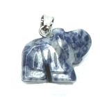 Sodalite Elephant pendant natural stone, hand cut figurine 1,8 x 2,5 x 8 mm, stone communication