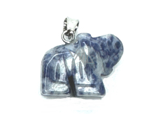 Sodalite Elephant pendant natural stone, hand cut figurine 1,8 x 2,5 x 8 mm, stone communication