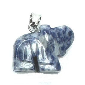 Sodalite Elephant pendant natural stone, hand cut figurine 1,8 x 2,5 x 8 mm, stone communication