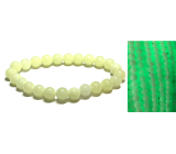 Jade Luminois Light Phosphorescent, yellow glow in the dark, bracelet elastic natural stone, bead 8 mm / 16 - 17 cm