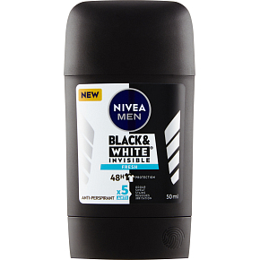 Nivea Men Black & White Invisible Fresh Solid Antiperspirant, 50 ml