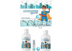 Regina Superhero shower gel 250 ml + bath foam 300 ml + lip balm + bouncy ball, cosmetic set for children