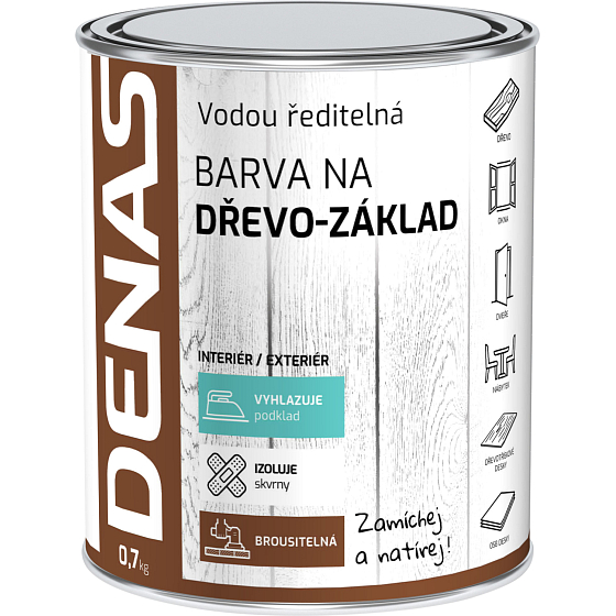 DENAS NA DŘEVO–ZÁKLAD primer for wood, white, 0.7 kg