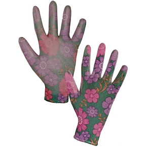 Leiva work gloves half-dipped with floral print, size 7, 1 pair
