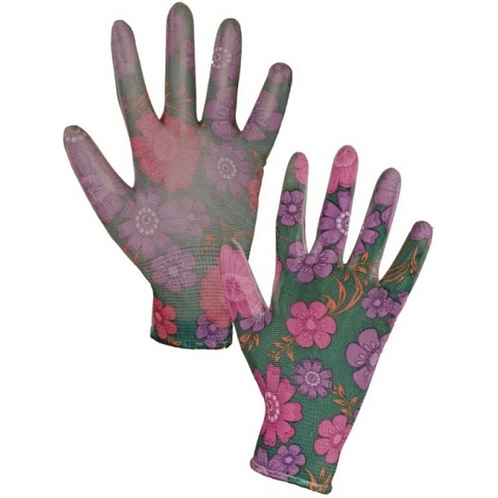Leiva work gloves half-dipped with floral print, size 7, 1 pair