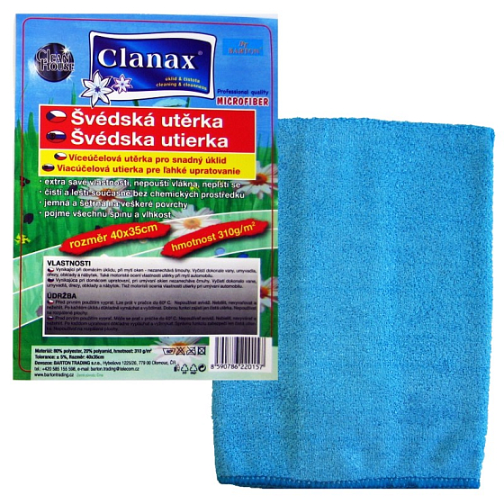 Clanax Swedish Microfiber Cloth 40 cm x 35 cm 310 g 1 piece