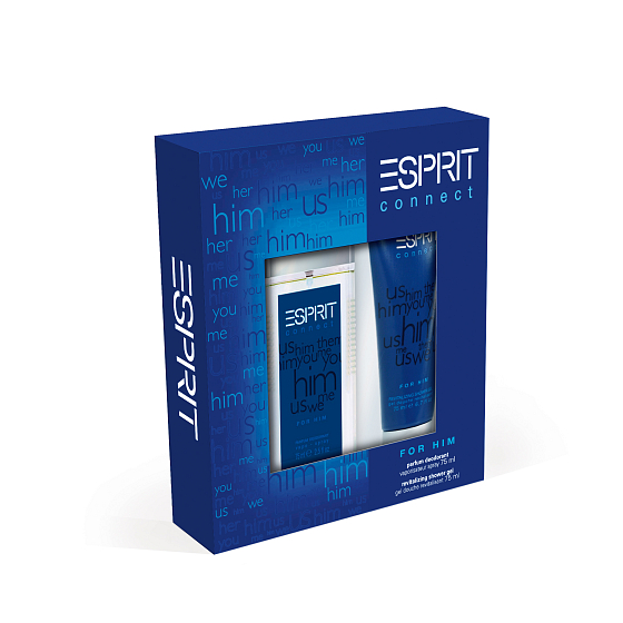 Esprit Connect for Him perfumed deodorant glass for men 75 ml + shower gel 75 ml, cosmetic set