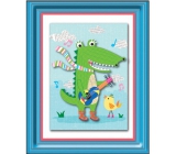 Sticker 3D image of a crocodile with a guitar 32 x 25 cm