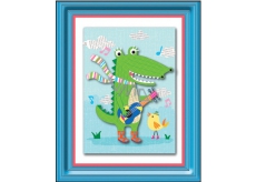 Sticker 3D image of a crocodile with a guitar 32 x 25 cm