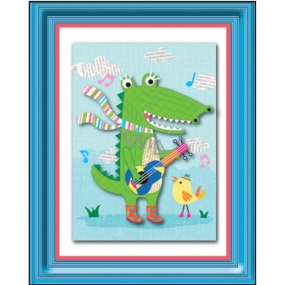 Sticker 3D image of a crocodile with a guitar 32 x 25 cm