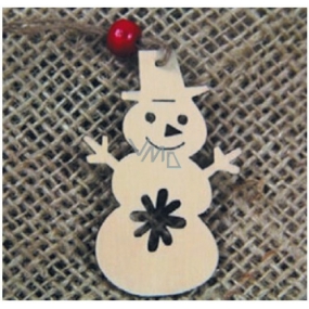 Pattern of wood snowman with snowflake 6 cm 4 pieces