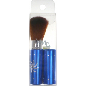 Cosmetic brush with synthetic bristles for powder with cap blue 8,5 cm 30350