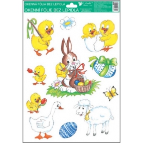 Window foil without glue traditional Easter motifs chicken with pomlázka 37 x 26 cm