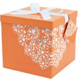 Angel Folding gift box with ribbon Orange 22 x 22 x 13 cm