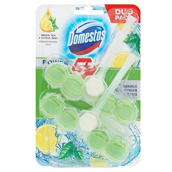 Domestos Power 5 Green Tea & Citrus Toilet solid block 2 x 55 g