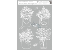 Window foil without glue White flower in a vase 42 x 30 cm