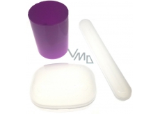 Plastic Nova Toiletry Bag Set - Travel Toiletry Set Violet, Cup, Brush And Soap Case 3 Pieces