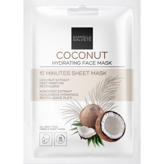 Gabriella Salvete 15 Minutes Sheet Mask Coconut Moisturizing Textile Face Mask 1 piece
