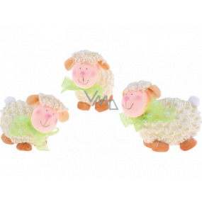 Curly sheep with a green bow standing 7 cm 1 piece