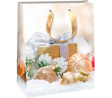 Ditipo Gift paper bag 26.4 x 13.6 x 32.7 cm Glitter Christmas lights - gold gift and flasks