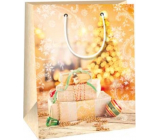 Ditipo Gift paper bag 18 x 10 x 22.7 cm Christmas gold - gifts, shining tree