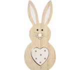 Wooden rabbit with white heart 16 cm